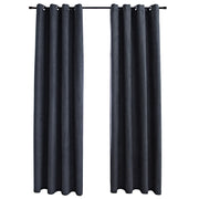 Tende Oscuranti | Tende Blackout con Anelli in Metallo 2 pz Antracite 140x175 cm