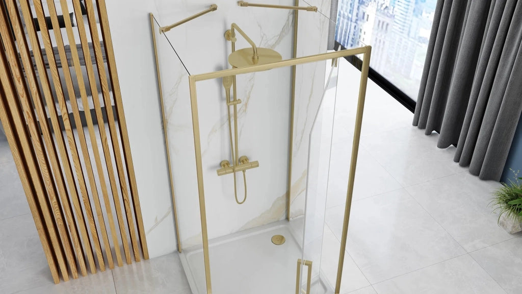 Cabina Doccia Ad Angolo Rapid Swing Brush Gold 100x80