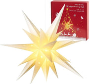 Decorazione esterna di Natale 58 cm stella da appendere illuminata a batterie con timer stella LED a luce 3D - interna ed esterna