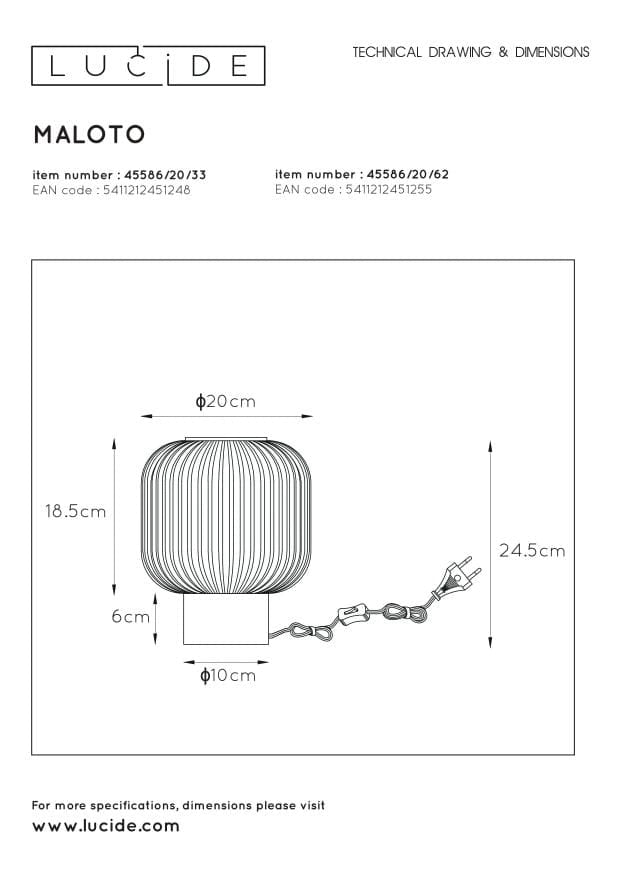 Lucide MALOTO lampada tavolo oro/ambra vetro E27 40W