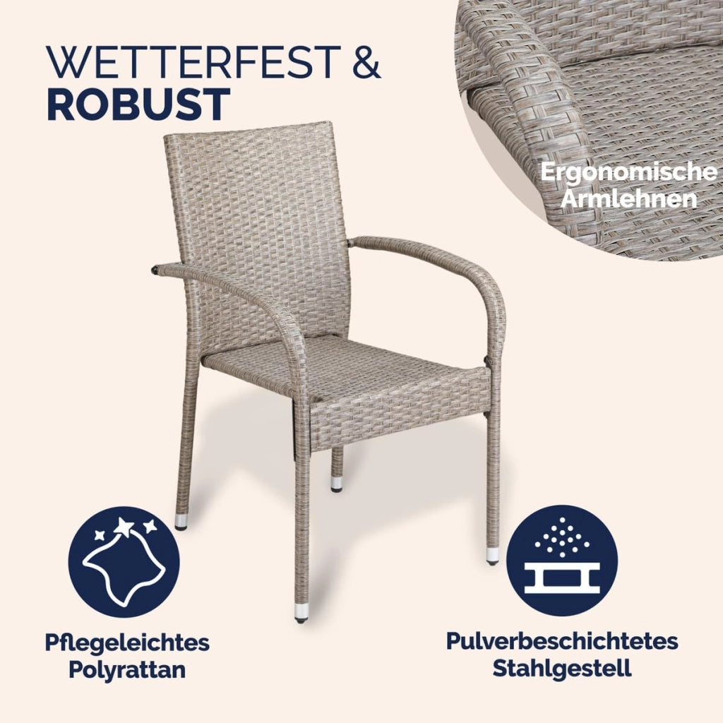 ® Set 4 Sedie da Giardino in Polyrattan Impilabili Regolabili con Portata di 160 kg per Balcone Terrazza Sedia Esterno Sedia da Tavolo