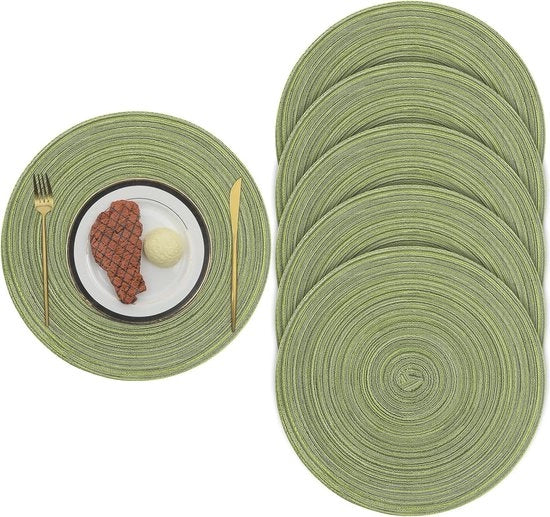 Piastre di tavola a maglia rotonda 38 cm - Set da 6 Resistente al calore e antiscivolo per tavola da pranzo
