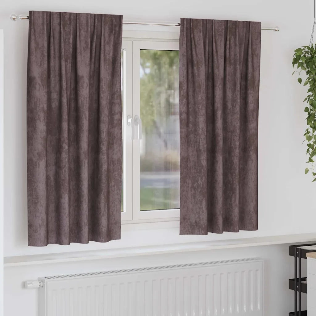 Tende in Velluto con tende 2 pcs Marrone 175 x 140 cm Velluto 4107694