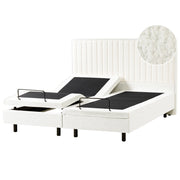 Letto matrimoniale Tessuto bianco sporco regolabile Elettricamente con Telecomando 180 x 200 cm camera da letto cameretta