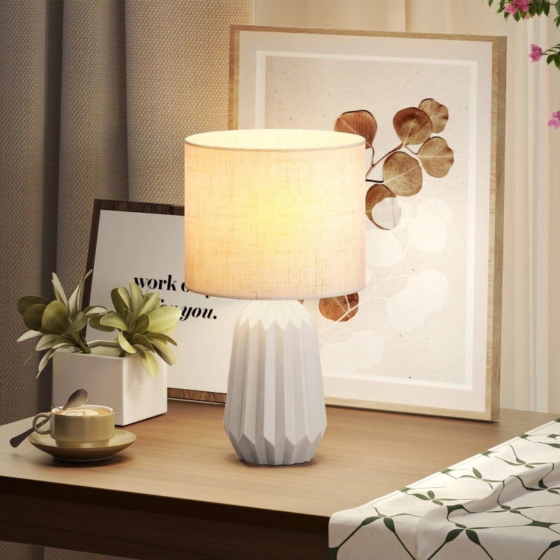 Lampada da tavolo, lampada da comodino con paralume in lino, interruttore a bilanciere, lampada da scrivania, 22 x 22 x 39 cm, beige