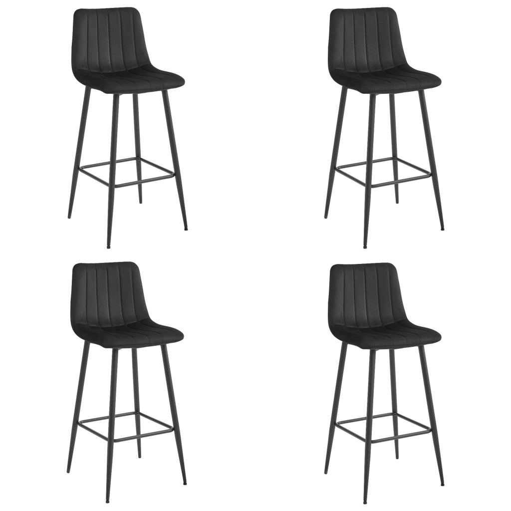Sgabello Valora POZZA in velluto nero dal design ergonomico per cucina x4