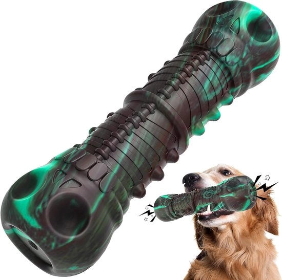 Giocattolo per cani indelebile, Giocattolo per cani duraturo, Giocattolo per cani in gomma, Giocattolo per cani da mordere per cani di grandi/midi dimensioni, Pulisce i denti e la gengiva, Colore misto verde