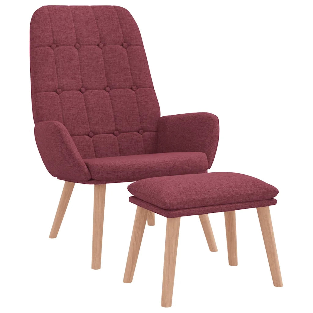 Poltrona Relax con Poggiapiedi Rosso Vino in Tessuto 3315155