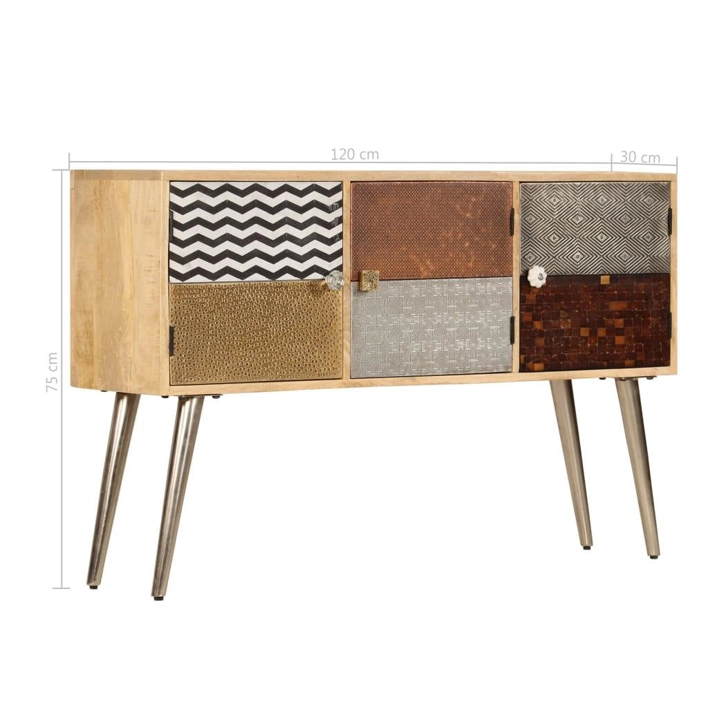 Buffet credenza mobiletto consolle mobile contenitore 120 cm legno massello di mango 4402259