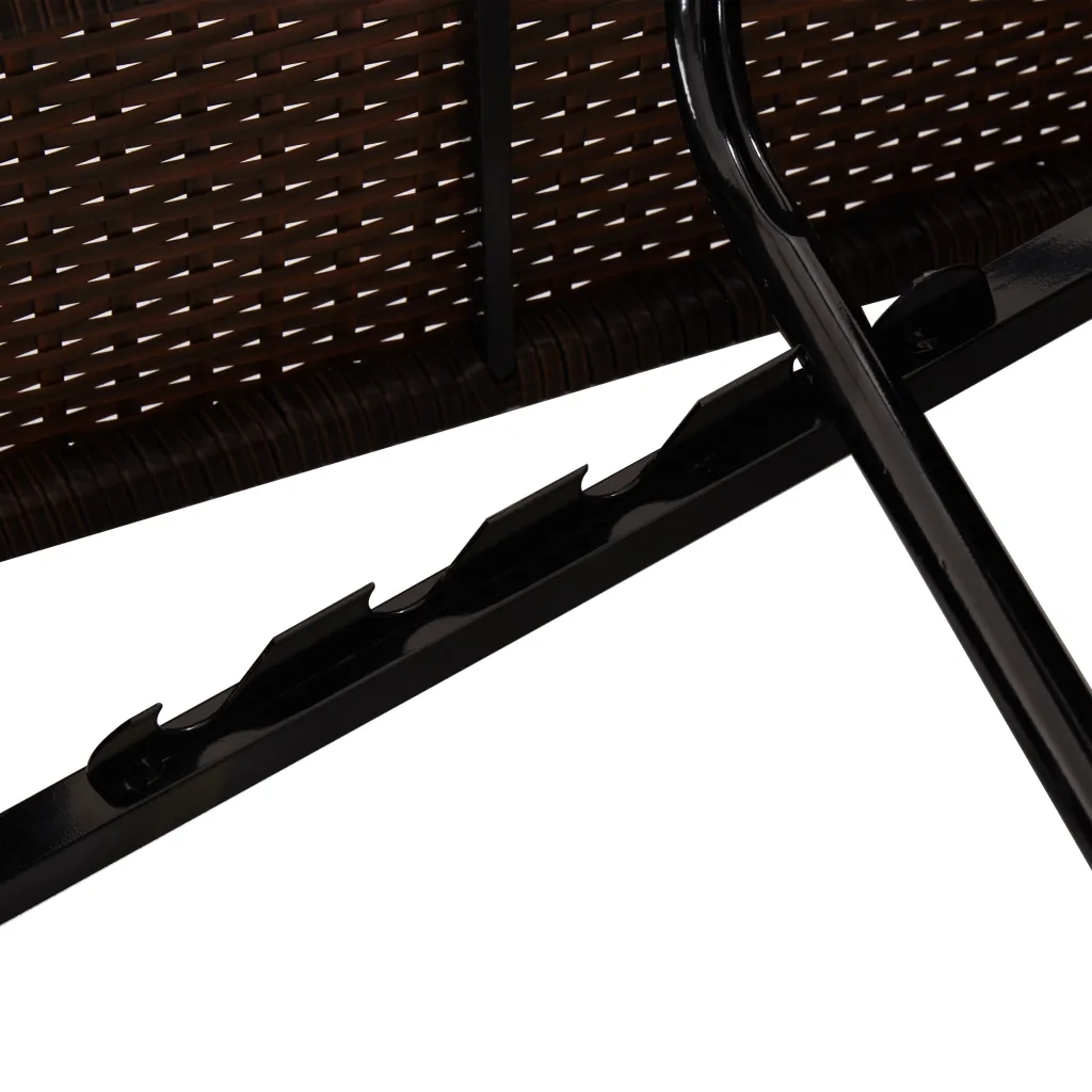 Lettino Prendisole Reclinabile con Cuscini Polyrattan Marrone 317239