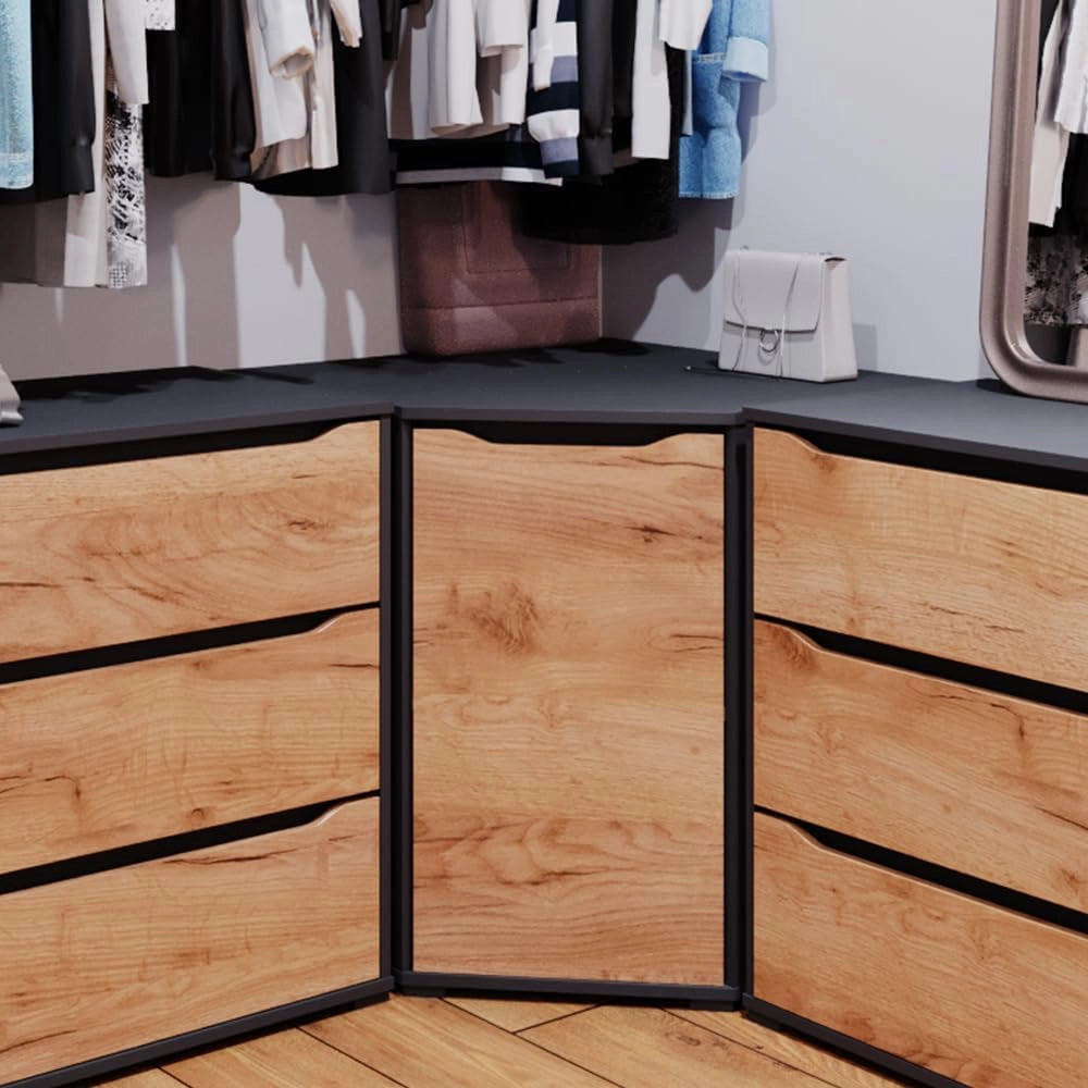 Credenza Ruben, Quercia dorata, 78 x 76.6 cm con porte, adatto per la conservazione di abbigliamento e tessuti