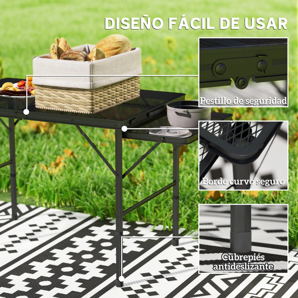 Tavolo Pieghevole da Cucina con Laterali Abatibili e Altezza Regolabile ¨C Zephmum ¨C Grigio 137x62x67 cm