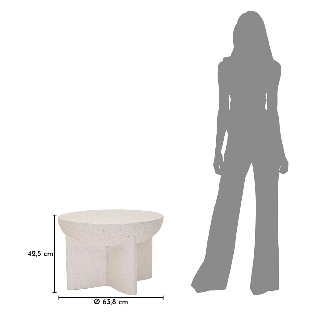 Cromwe, Tavolino da Salotto Adatto per Indoor/outdoor, 71x50x71h cm Bianco Marmo