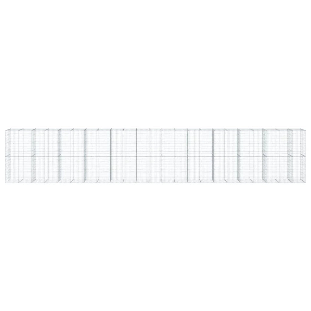 Gabbione recinto a gabbia muro di contenimento con coperchio 1150 x 100 x 200 cm ferro zincato argento 02_0040129