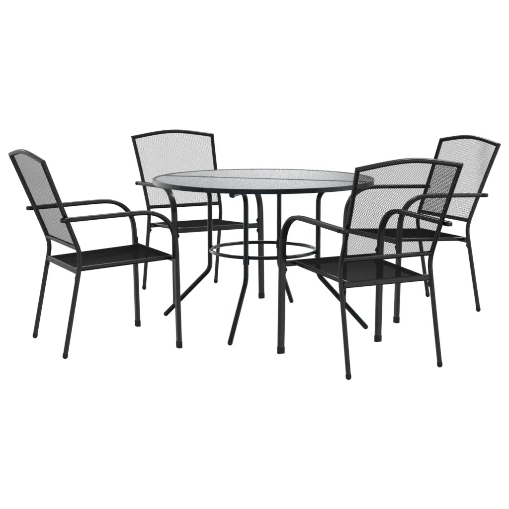 Set Sedie Giardino Impilabili 5pz Antracite Acciaio Verniciato 3283758