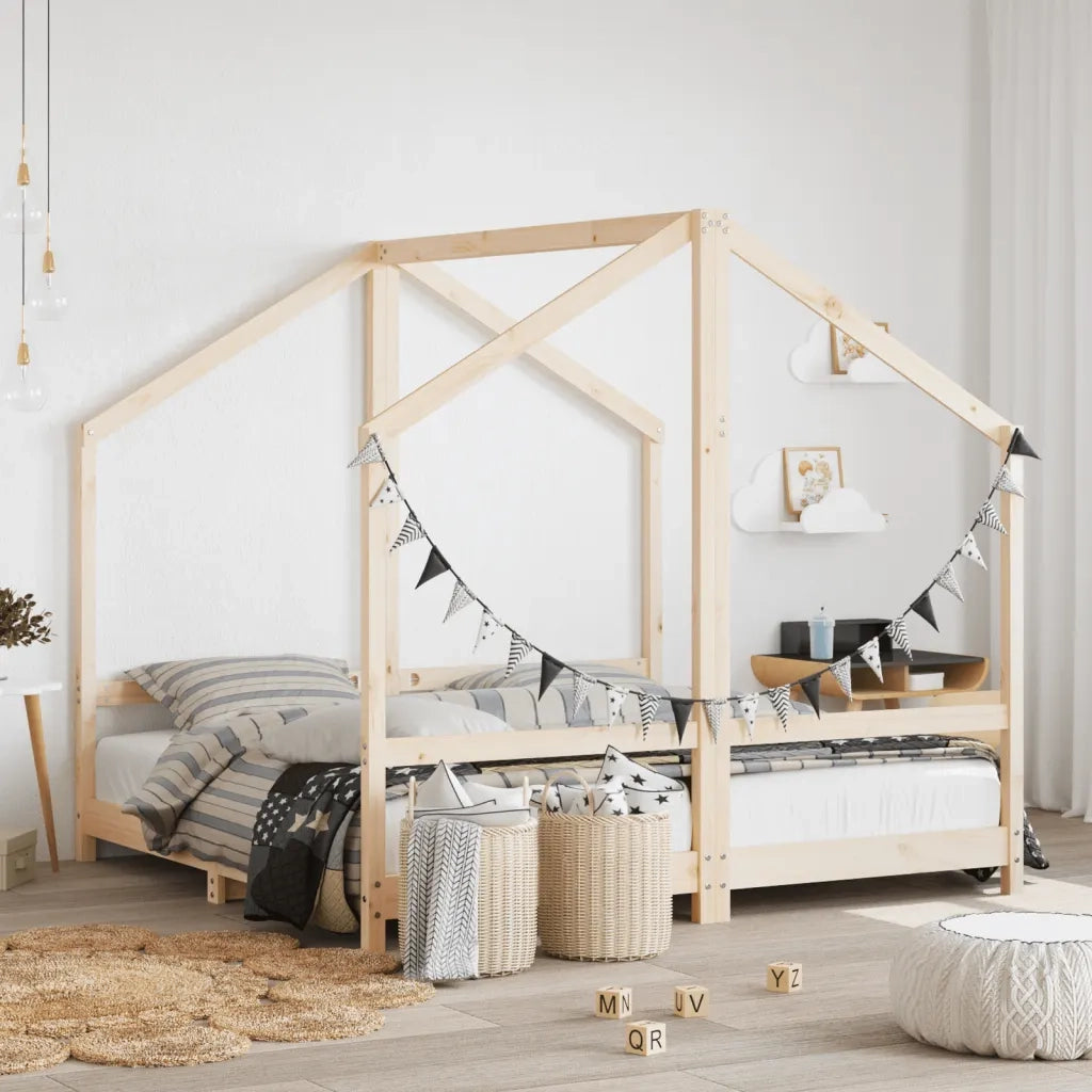 Giroletto per Bambini-Struttura Letto Bambini 2x(80x160) cm in Legno Massello di Pino
