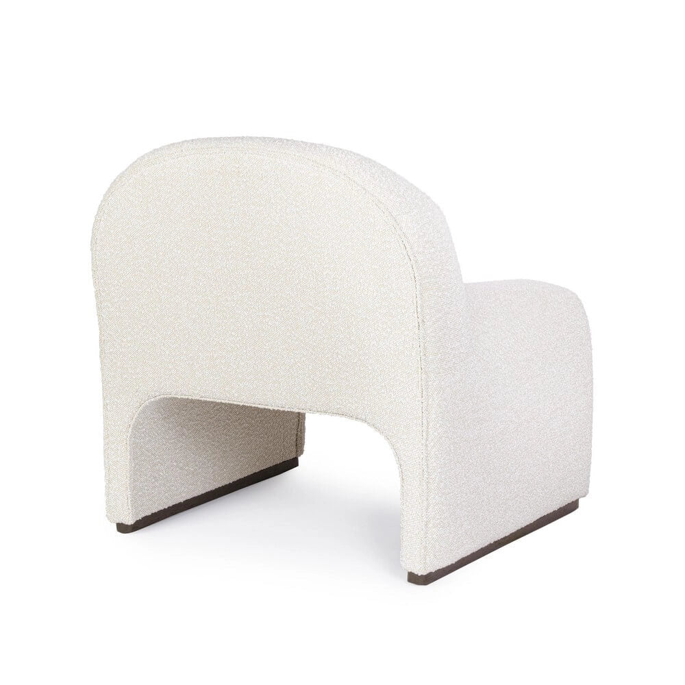 Poltrona Lounge Imbottita in Tessuto Bouclé con Base in Legno - RENATA
