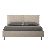 Letto Matrimoniale 160x210 cm con Rete e Contenitore Giroletto con Alzata Comoda Imbottito in Microfibra Antea Sabbia