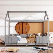 Letto a casetta grigio 90x200 cm con protezione laterale