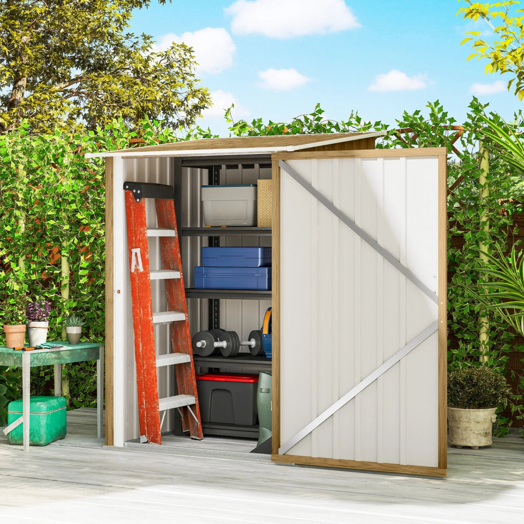 Casetta Giardino Attrezzi in Acciaio ¨C Zephmum ¨C Marrone Chiaro 100x104x160 cm