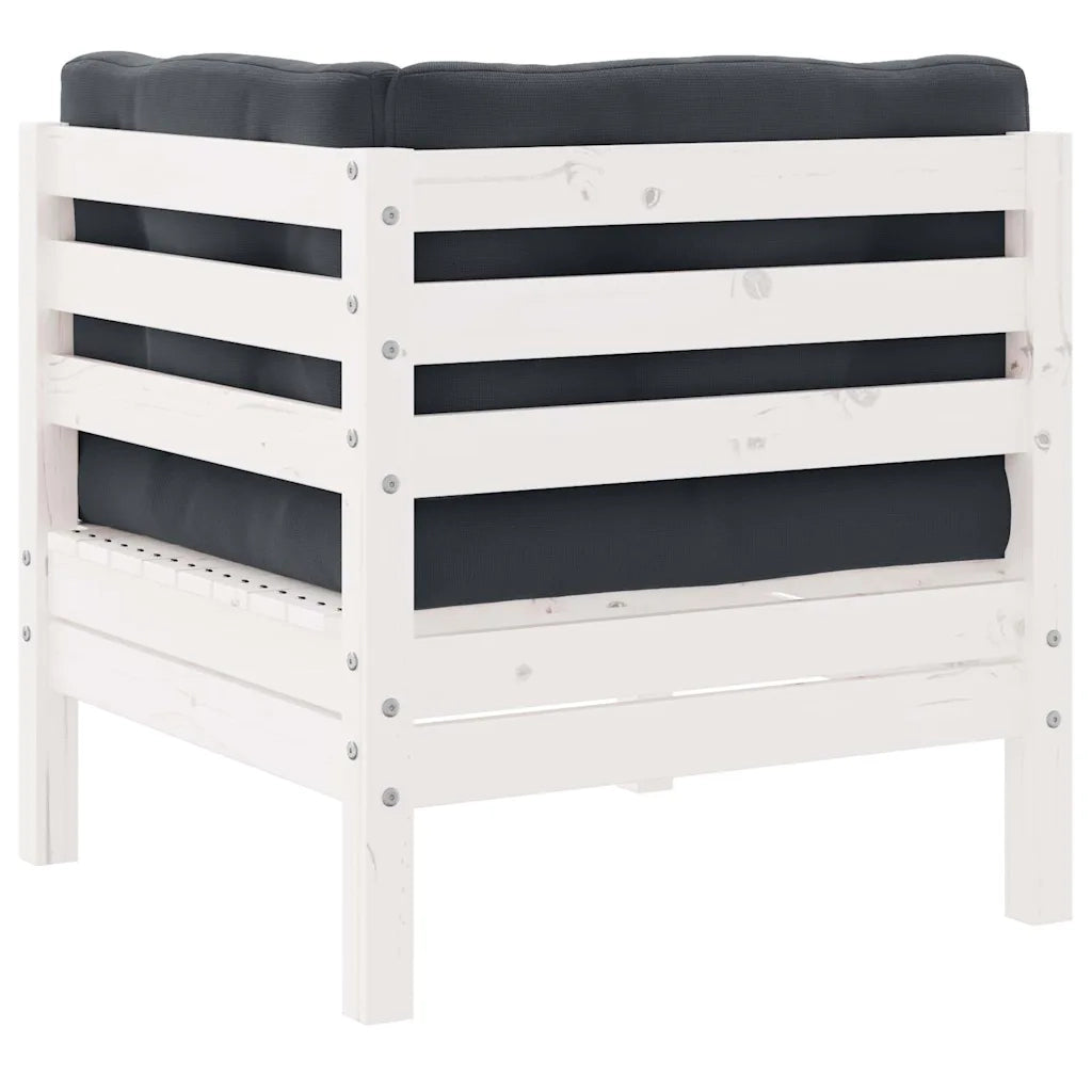 Divano da Giardino a 2 Posti con Cuscini Bianco Legno di Pino 806647