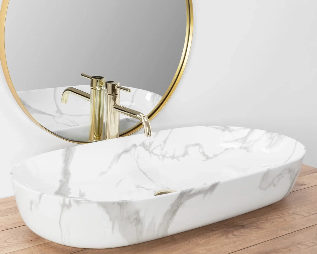 Lavabo Da Appoggio Rea Cleo 81 Shiny Marmo