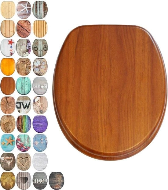 Briglia in legno per il water - Copertura WC - Rinnovo della camera da bagno - Alta qualità - Dimensione standard - Mahonie