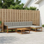 Set di divani da esterno 6 pcs Naturale e Grigio chiaro