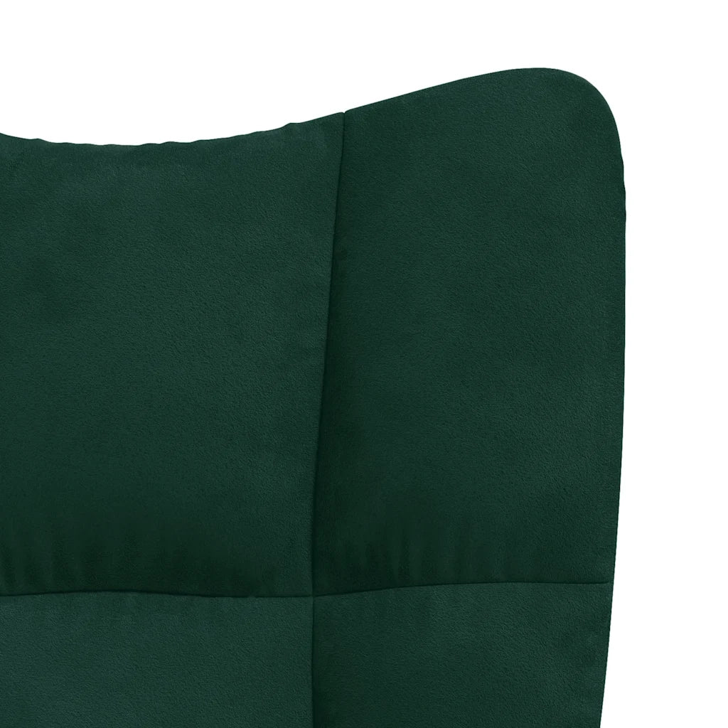 Poltrona Relax | Sedia Relax con Poggiapiedi Verde Scuro in Velluto