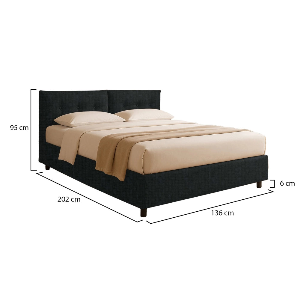 York, Letto Piazza e Mezza Sfoderabile Made in Italy, Grigio Scuro