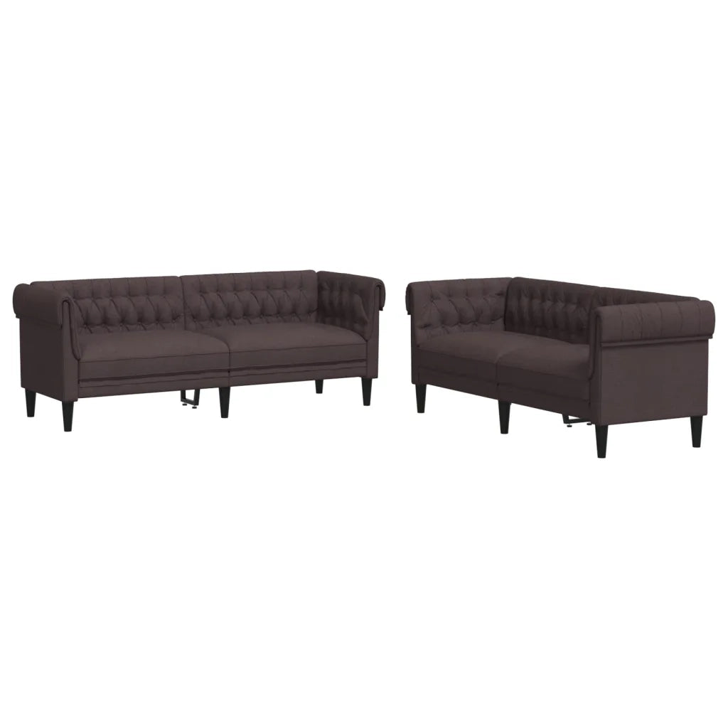 Set di Divani 2 pz Marrone Scuro in Tessuto 3209203