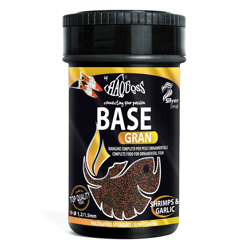 Haquoss Base Gran - mangime in granuli con beta-glucano e astaxanthina per tutti i pesci Tropicali Formato: 100 ml