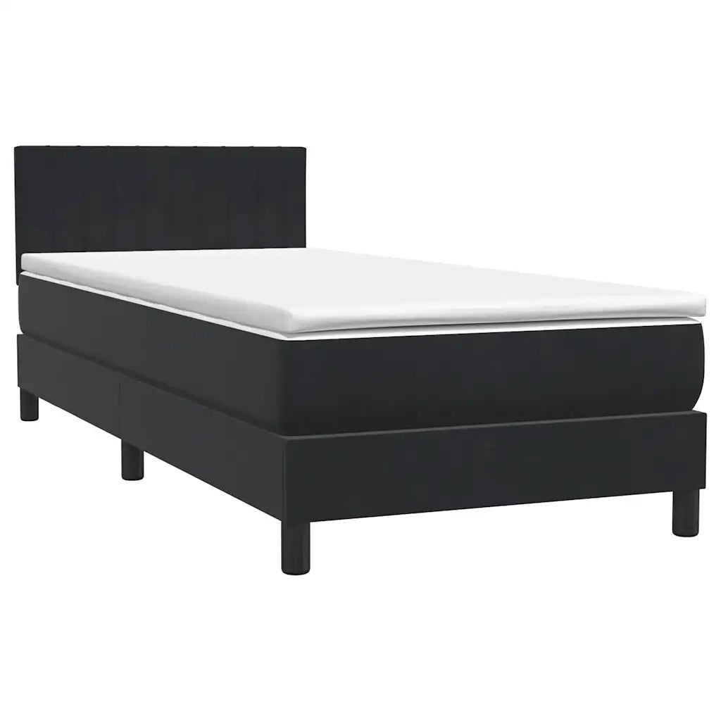 Giroletto a Molle con Materasso Nero 90x210 cm in Velluto 3316385
