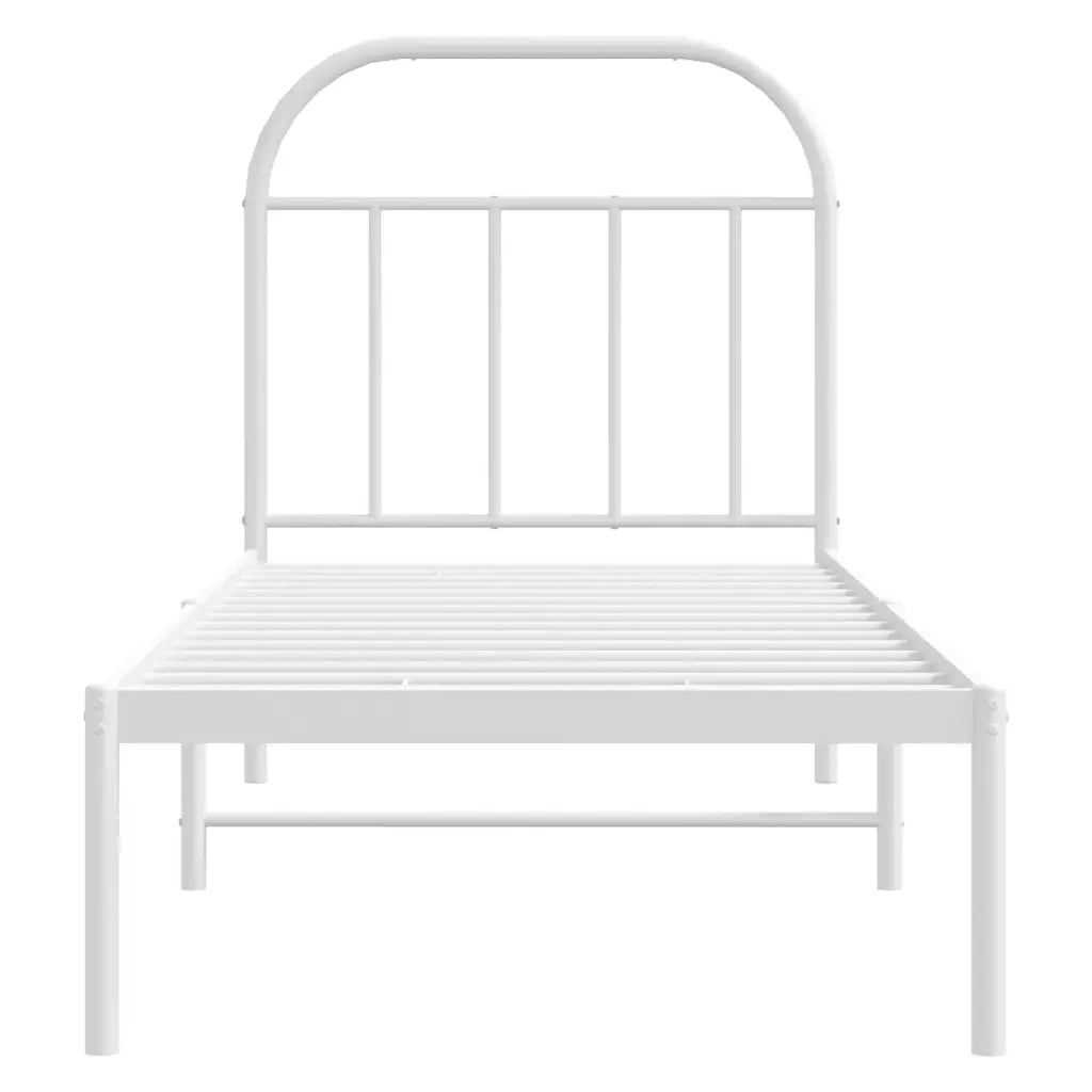 Letto singolo | Letto per adulti | Giroletto senza Materaso con Testiera Metallo Bianco 75x190 cm