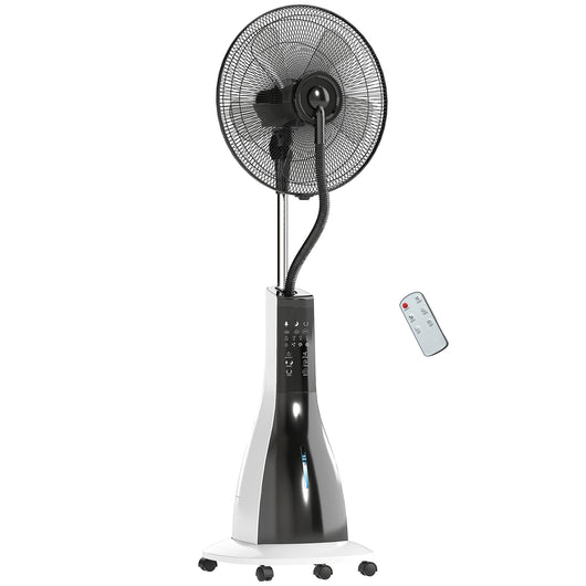 Ventilatore Nebulizzatore 90W a 4 Ruote con Serbatoio 3L 3 Modalità e 3 Velocità 50x40x125 cm Bianco e Nero