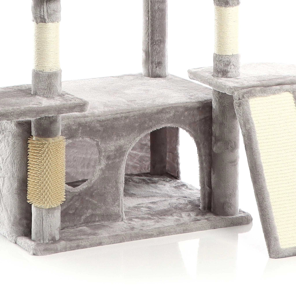 Fudajo Albero tiragraffi 198cm per gatti, grigio con sisal cuccette e amache