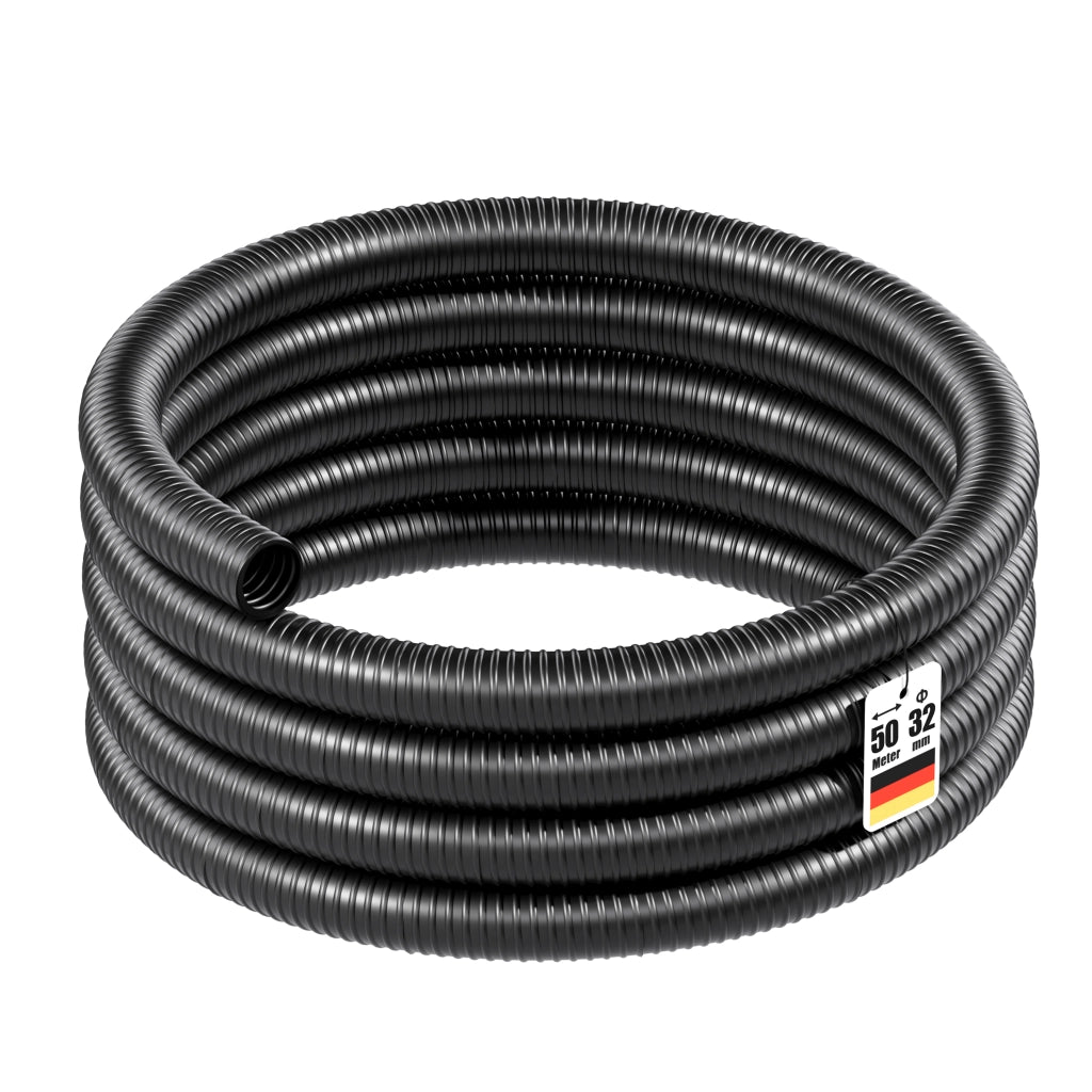 Tubo per laghetti a spirale spiralato per aspirazione 50 m 32 mm (1 1/4") nero