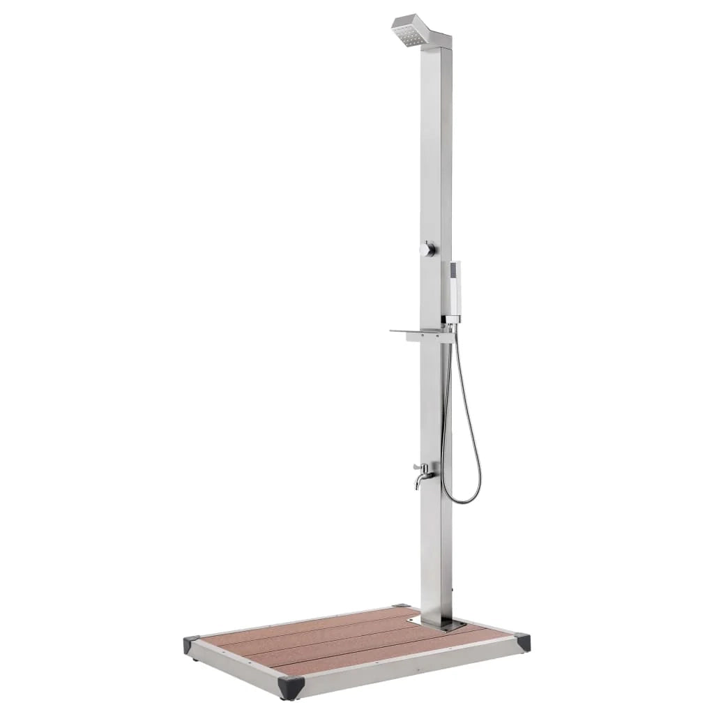 Doccia da giardino con base 225 cm acciaio inox marrone 02_0042052