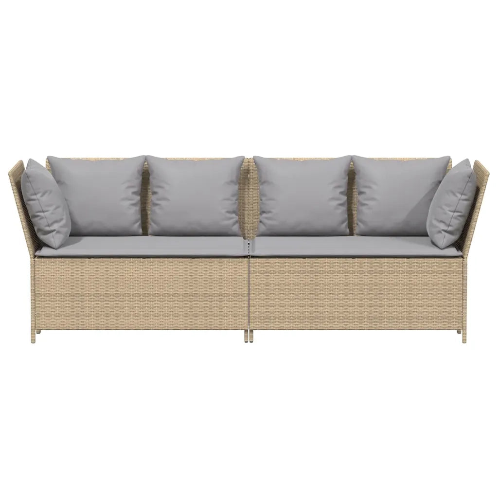 Divano da Giardino con Cuscini in Polyrattan Beige