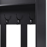 Mobile d??Ingresso con Panca Imbottita; 4 Ganci; Ante e 2 Cassetti con Guide; in MDF; Nero; 100??35??180 cm