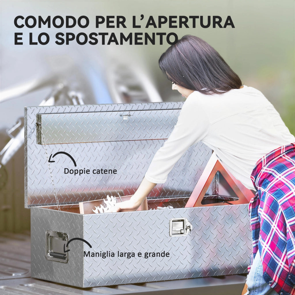 Cassetta degli Attrezzi in Alluminio con Serratura ¨C Zephmum ¨C Argento 76.2x33x24.4 cm