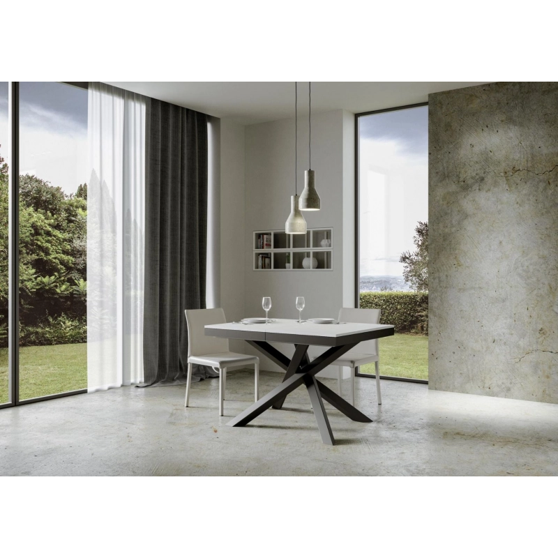 Tavolo allungabile 90x120/380 cm Volantis Evolution telaio Antracite - Bianco Frassino