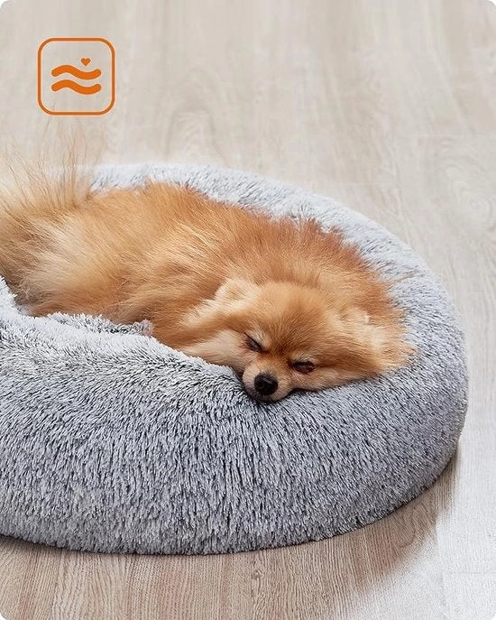 Donut per cani, imbottito morbido, 60 cm, grigio, adatto anche ai gatti