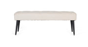 Panca in tessuto beige con gambe in ferro nero