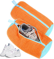 Sacco per scarpe lavatrice, 2-pack multi sacco per scarpe con 360° piumino di pulizia, sacco per scarpe lavatrice e asciugatrice auto pulente (arancione)