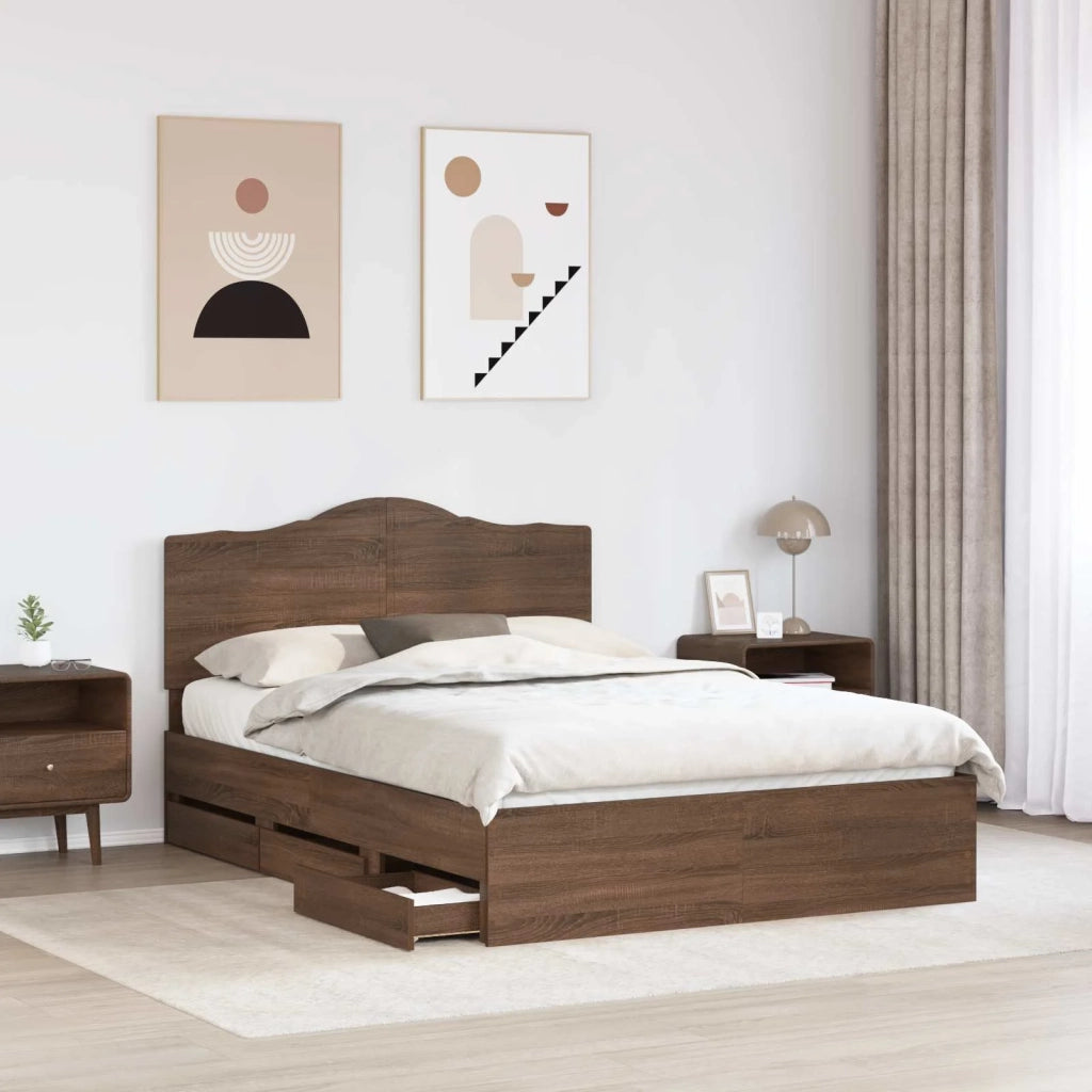 Struttura del letto con cassetto Rovere Marrone 150 x 200 cm