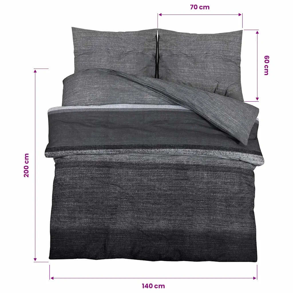 Set Copripiumino Grigio Scuro 140x200 cm in Cotone 136477