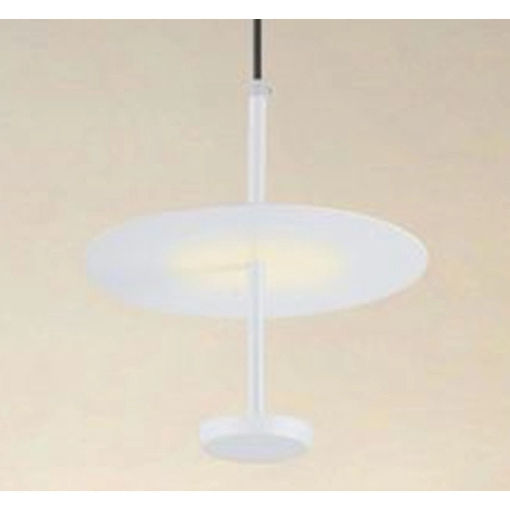 Trade Shop - Lampadario A Sospensione Luce 4000k Led 12w Disco Paralume Piatto Bianco Rotondo 33092 -