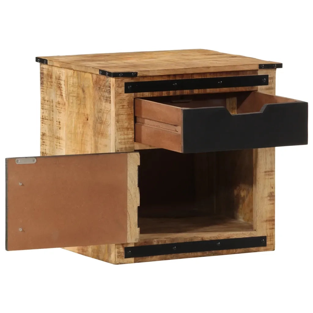 Comodino | Armadio da Notte | Mobiletto da notte 45x40x45 cm in Legno Massello di Mango