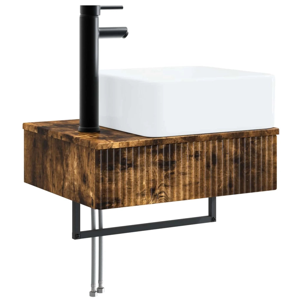 Set di mobili per il bagno 3 pz Rovere Fumo 3405602